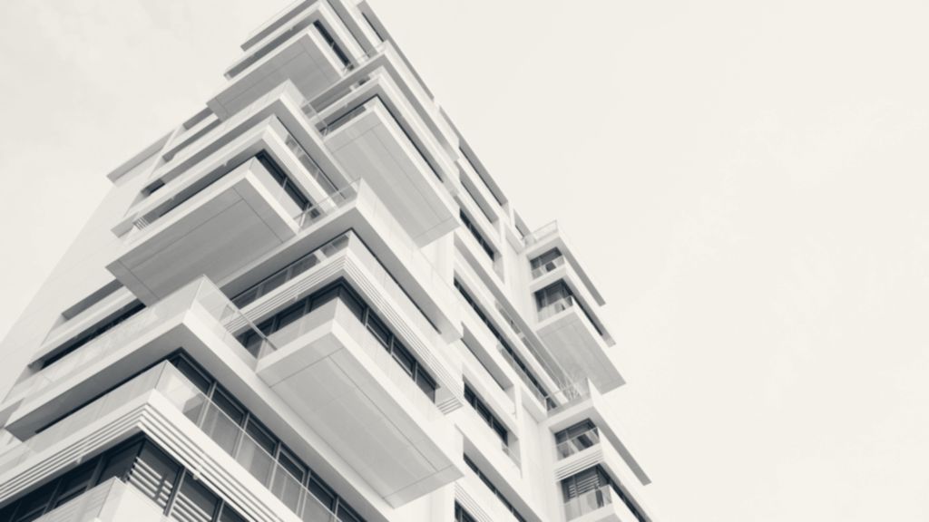 A white modern building stepping up into the sky